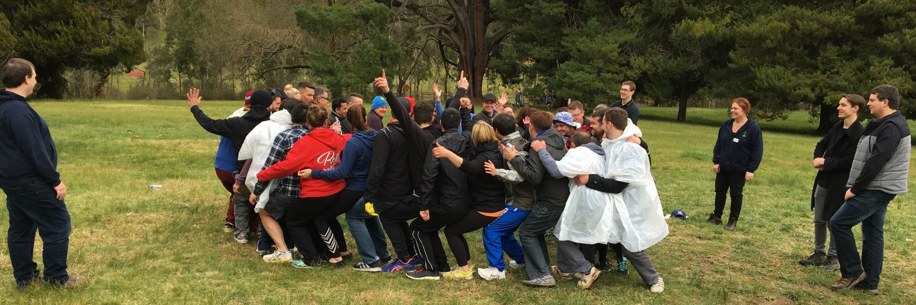 Team building human chairs