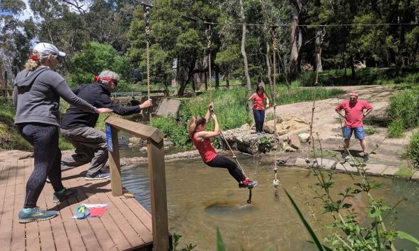 Outdoor teamwork and communication workshop at Woodhouse
